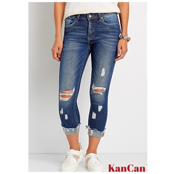 KanCan Denim - 💋 KanCan High Rise Curvy Dark Ripped Jeans size 31 other Jean size 14 NWT’S-$69